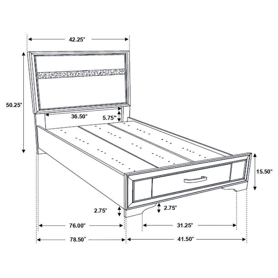 Miranda Black Twin Bed 5 Pc Set - MyWaynesHome #