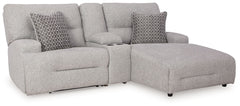 Acklen Place - 4 Pc. - 3-Piece Power Reclining Sectional Sofa With Raf Chaise, Wide Seat Power Recliner - Pewter