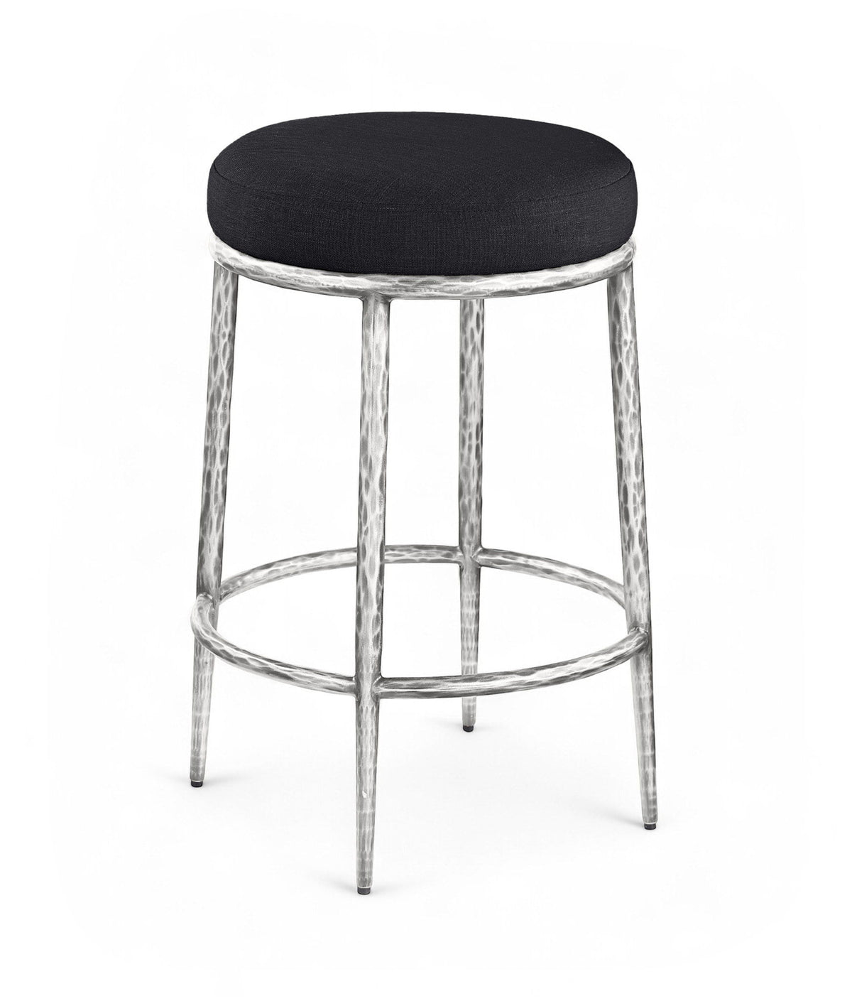 Ferro - Upholstered Backless Counter Stool With Brushed Silver Base