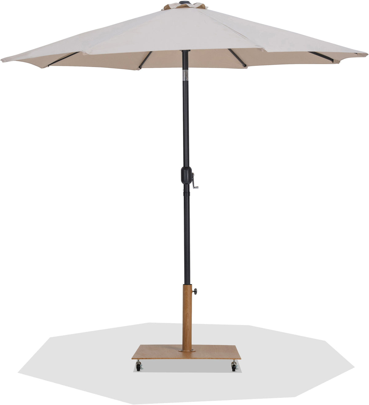 Fiji - Aluminum Patio Umbrella With Square Teak And Black Base