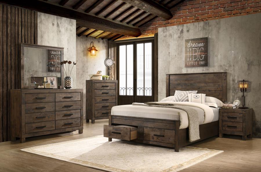 Woodmont Brown Eastern King Bed 5 Pc Set - MyWaynesHome #