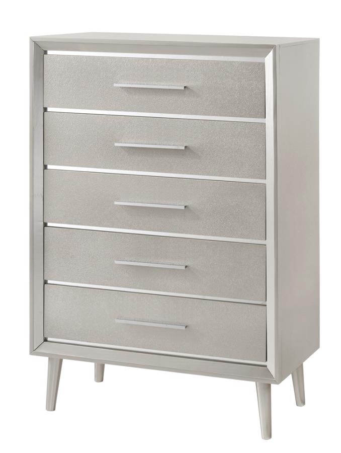 Ramon Silver Twin Bed 5 Pc Set - MyWaynesHome #
