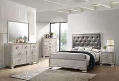 Salford Silver Eastern King Bed 4 Pc Set - MyWaynesHome #