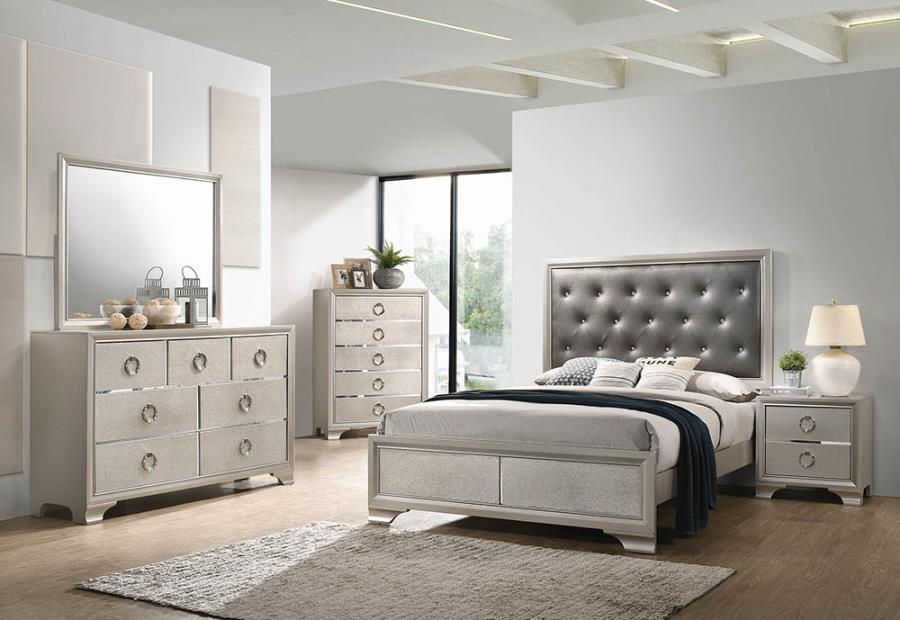 Salford Silver Eastern King Bed 5 Pc Set - MyWaynesHome #