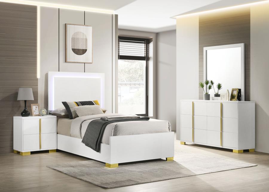 Marceline White Twin Bed 4 Pc Set - MyWaynesHome #