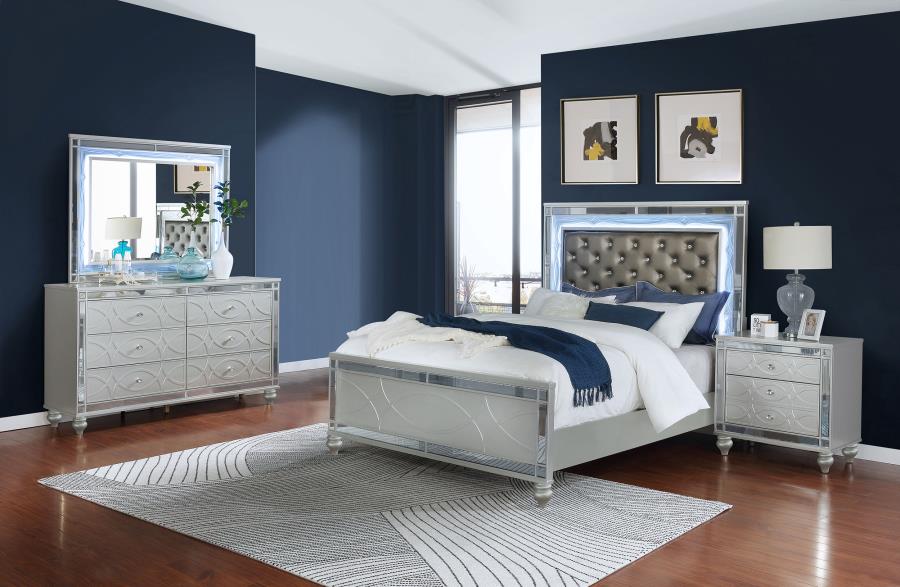 Gunnison Silver California King Bed 4 Pc Set - MyWaynesHome #