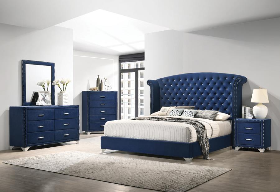 Melody Blue Eastern King Bed 5 Pc Set - MyWaynesHome #