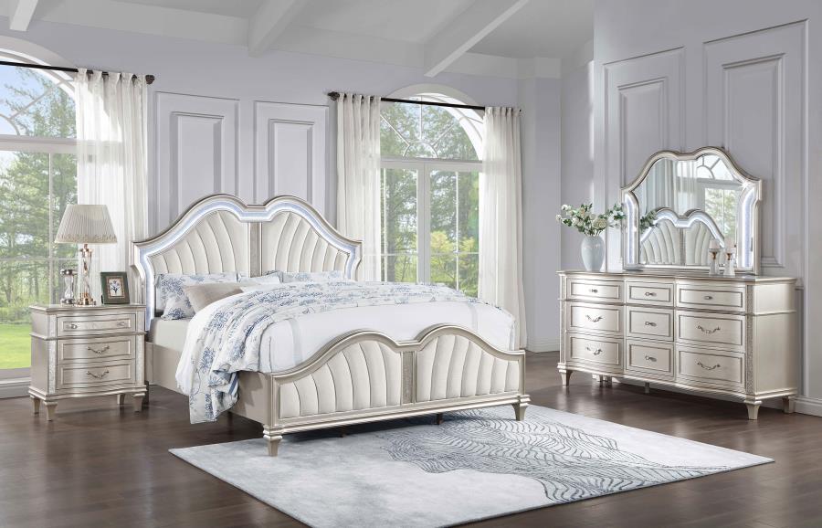 Evangeline Silver California King Bed 4 Pc Set - MyWaynesHome #