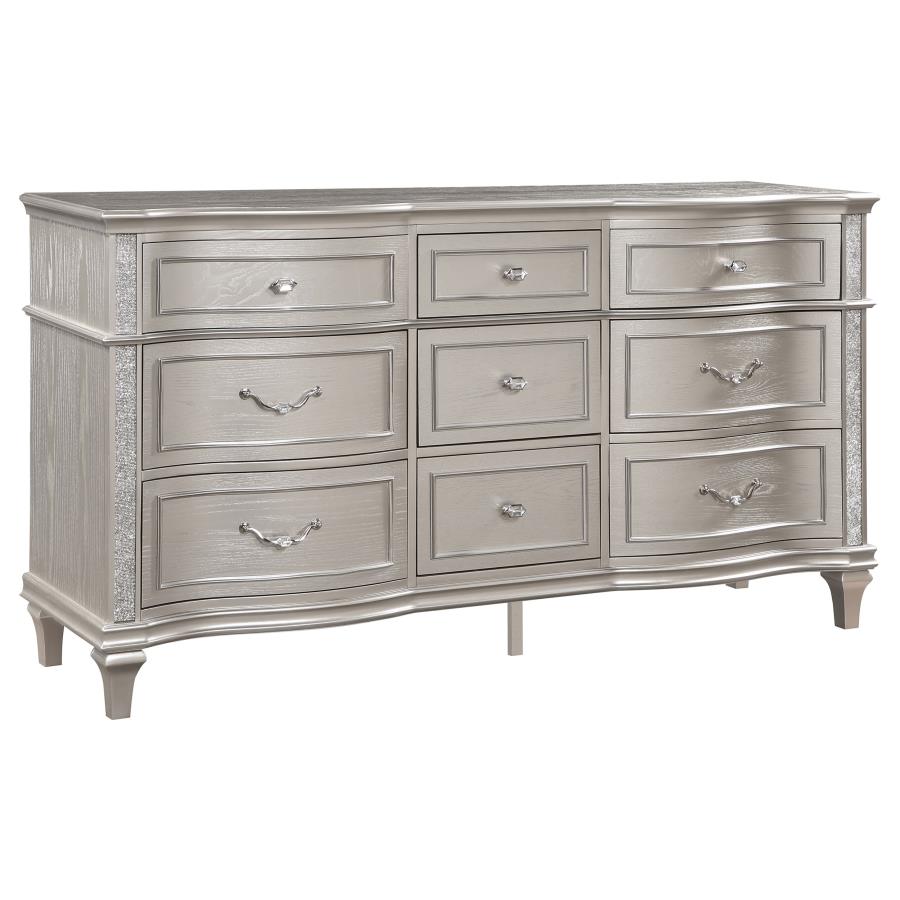 Evangeline Silver California King Bed 4 Pc Set - MyWaynesHome #