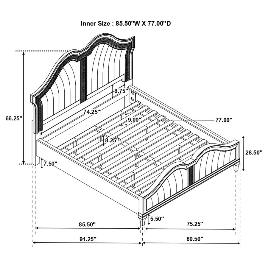 Evangeline Silver California King Bed 4 Pc Set - MyWaynesHome #