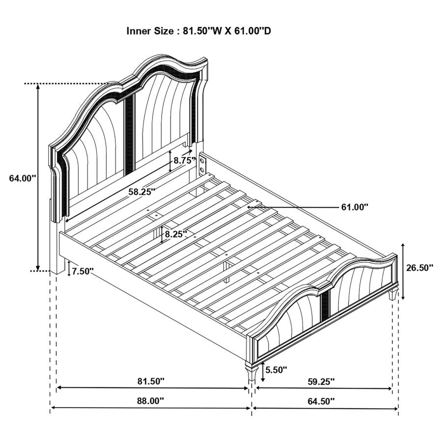 Evangeline Silver Queen Bed 4 Pc Set - MyWaynesHome #