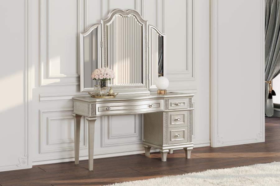 Evangeline Silver Vanity Table - MyWaynesHome #