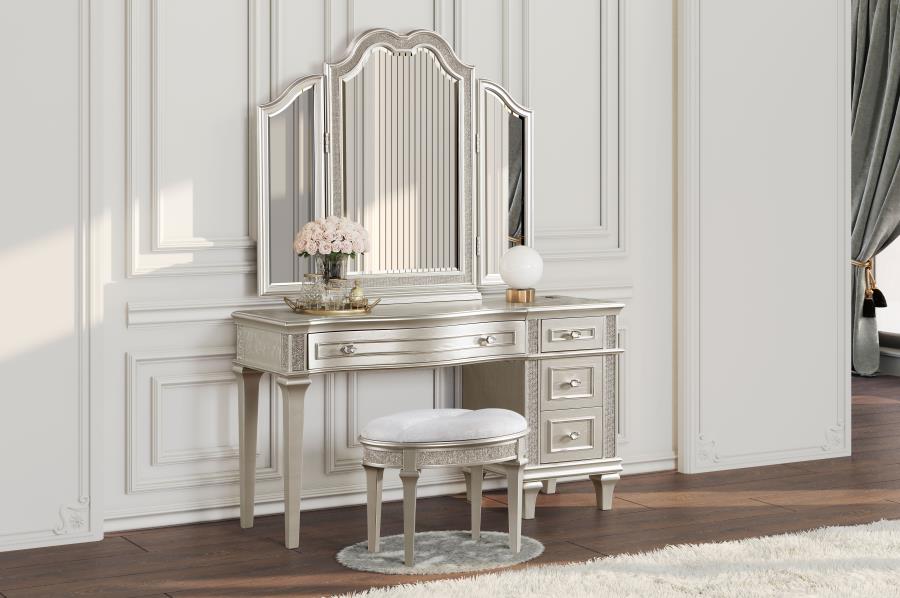 Evangeline Silver Vanity Table - MyWaynesHome #