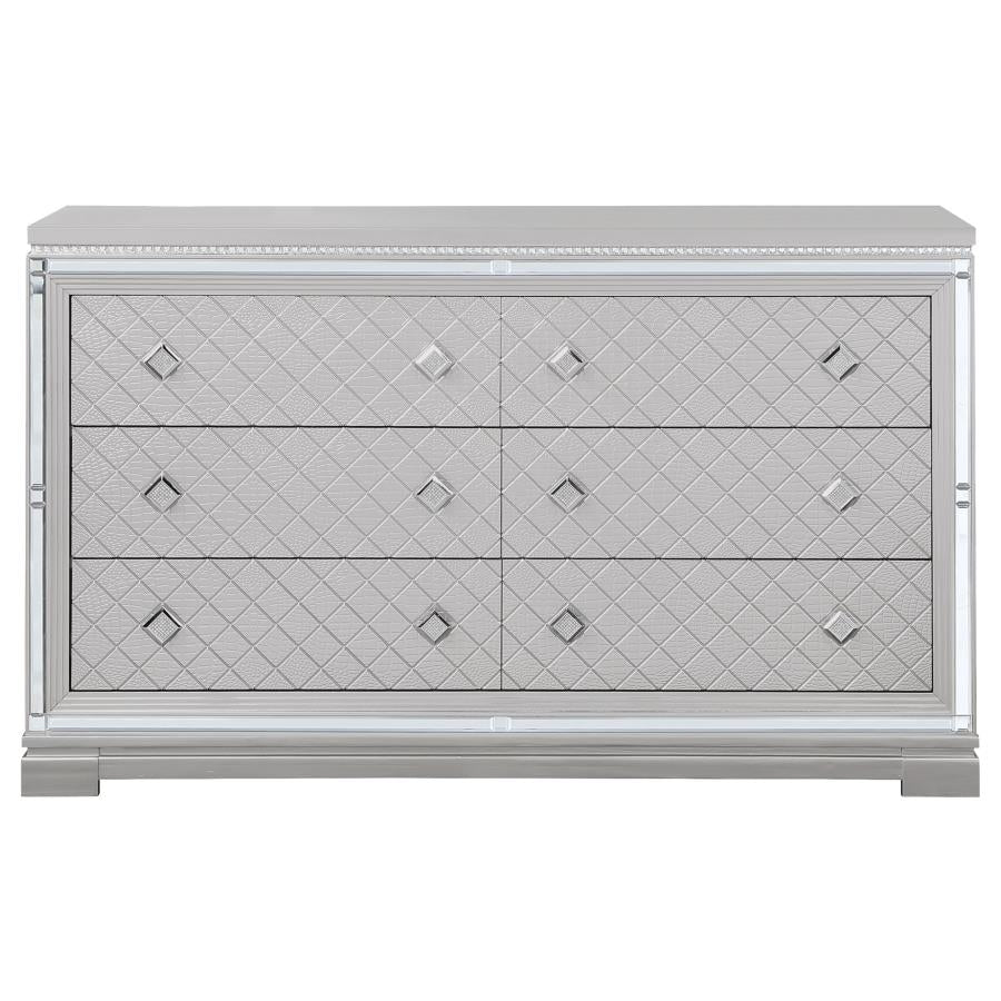 Eleanor Silver Eastern King Bed 4 Pc Set - MyWaynesHome #