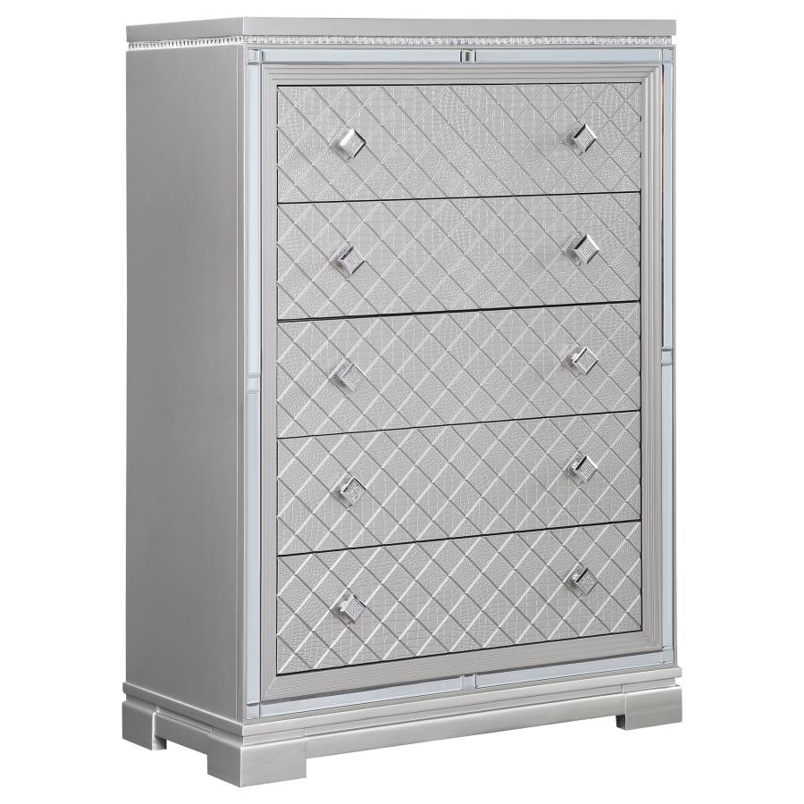 Eleanor Silver California King Bed 5 Pc Set - MyWaynesHome #