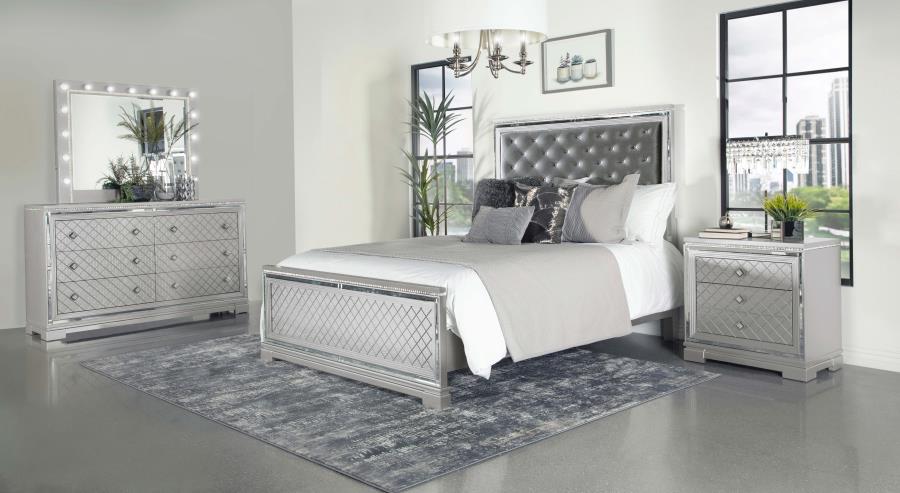 Eleanor Silver Queen Bed 4 Pc Set - MyWaynesHome #