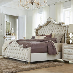 Antonella Upholstered Eastern King Panel Bed Ivory And Camel