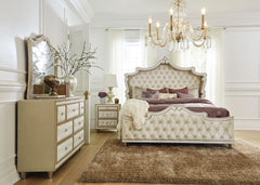 Antonella 7-drawer Upholstered Dresser With Mirror Ivory