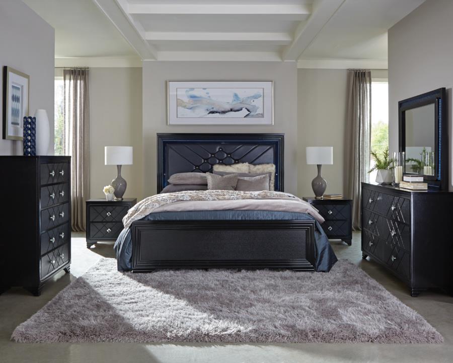 Penelope Black Queen Bed 5 Pc Set - MyWaynesHome #