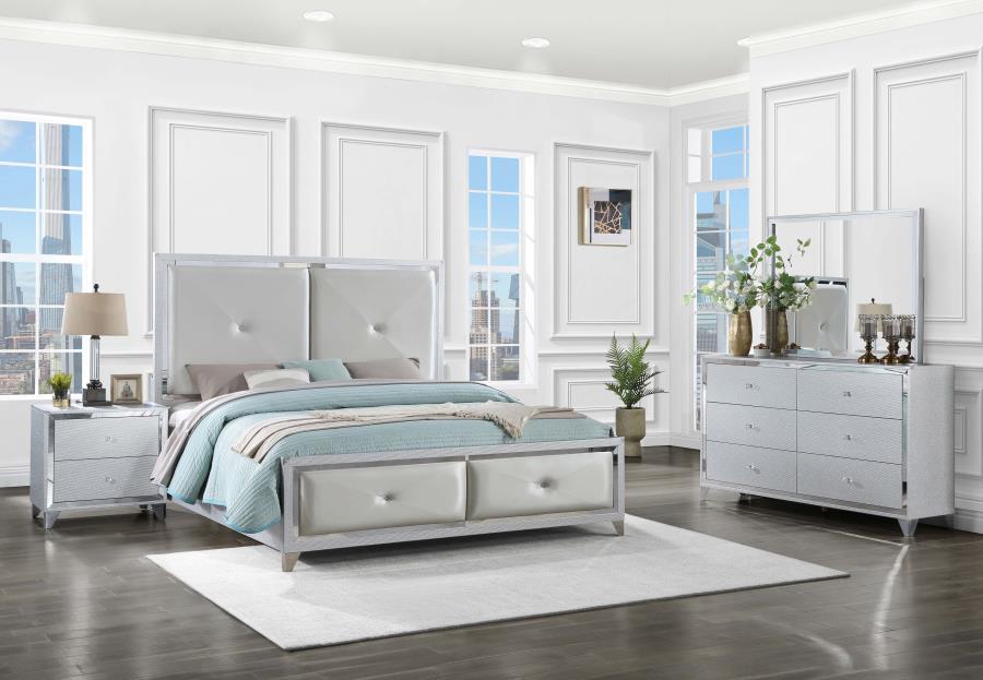 Larue Silver Eastern King Bed 4 Pc Set - MyWaynesHome #