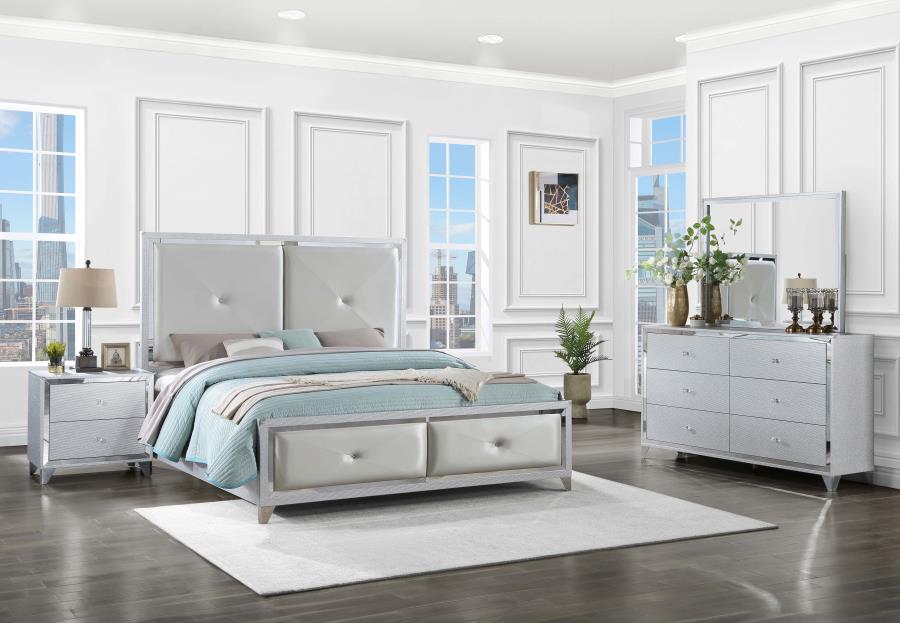 Larue Silver California King Bed 4 Pc Set - MyWaynesHome #