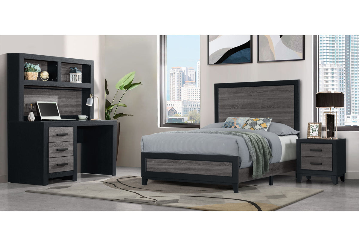 Lisbon - 4 Piece Twin Bedroom Set (Twin Bed, Dresser, Mirror And Nightstand) - Black / Gray