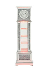Noralie - 63" Standing Grandfather Clock With LED - Mirrored & Faux Diamonds