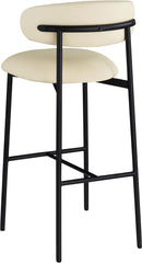 Lupita - Vegan Leather Upholstered Bar Stool (Set of 2) - Cream / Matte Black