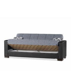 Ottomanson Armada - Upholstered Convertible Sofabed With Storage - Gray/Black PU Polyester