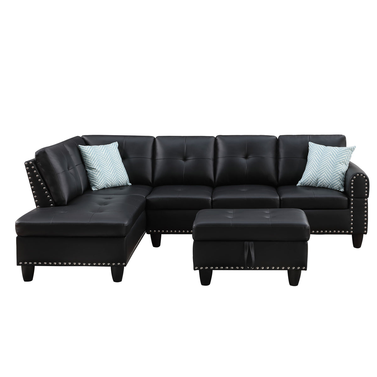 Irine - Faux Leather Sectional Sofa With Ottoman