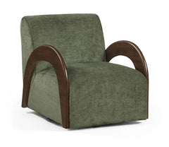 Neria - Chenille Fabric Upholstered Swivel Accent Chair - Painted Brown Base