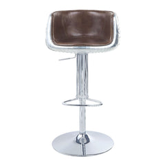 Brancaster - 41" Adjustable Stool With Swivel - Vintage Brown Top Grain Leather & Aluminum