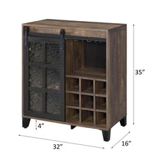 Treju - Wine Cabinet - Obscure Glass, Rustic Oak & Black