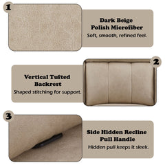 Elison - Motion Sofa - Dark Beige Polish Microfiber