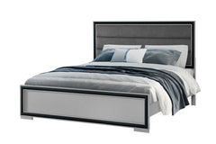 Amelia - 4 Piece King Bedroom Set (King Bed With LED, Dresser, Mirror And Nightstand) - Black / Gray
