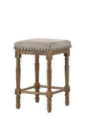 Farsiris - Counter Height Stool (Set of 2) - Beige Fabric & Weathered Oak