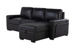 U1830 - Sofa Bed With USB And Drop Down Table - Black / Charcoal