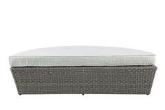 Salena - Patio Canopy Sofa With 4 Pillows & Ottoman - Beige Fabric & Gray Wicker