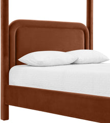 Salina - Velvet Upholstered Bed - Cognac