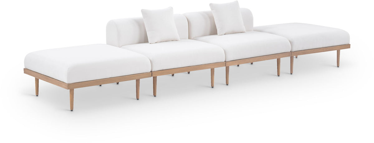 Laguna - 4 Piece 142" Outdoor Patio Armless Modular Sofa With 2 Backless Seats