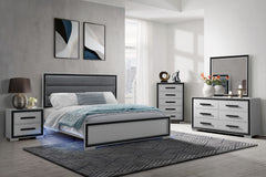 Amelia - 5 Piece Full Bedroom Set With LED, Cooler And Speaker - Black / Gray