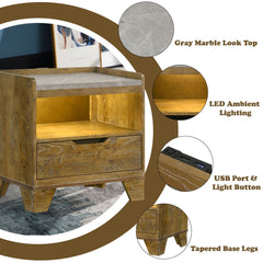 Garcia - Nightstand With LED - Light Brown