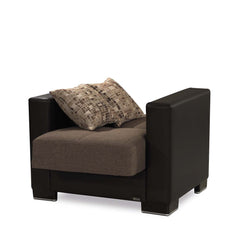 Ottomanson Armada - Upholstered Convertible Armchair With Storage - Brown PU Polyester