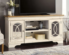 Realyn - XL TV Stand w/Fireplace Option - Chipped White