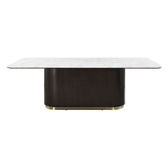 Clayten - Dining Table With Marble Top - White / Espresso