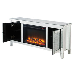Noralie - 59" X 16" TV Stand With Fireplace - Mirrored & Faux Diamonds
