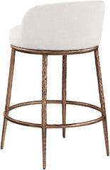 Ferro - Linen Textured Performance Fabric Upholstered Counter Stool - Cream / Brushed Bronze
