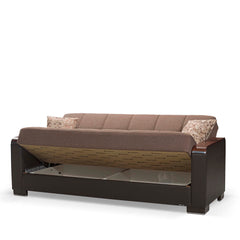 Ottomanson Armada X - Upholstered Convertible Wood Trimmed Sofabed With Storage - Brown PU Polyester