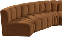 Arc - Velvet 8 Piece U-Shaped Modular Sofa - Saddle