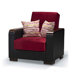 Ottomanson Armada X - Upholstered Convertible Wood Trimmed Armchair With Storage - Microfiber